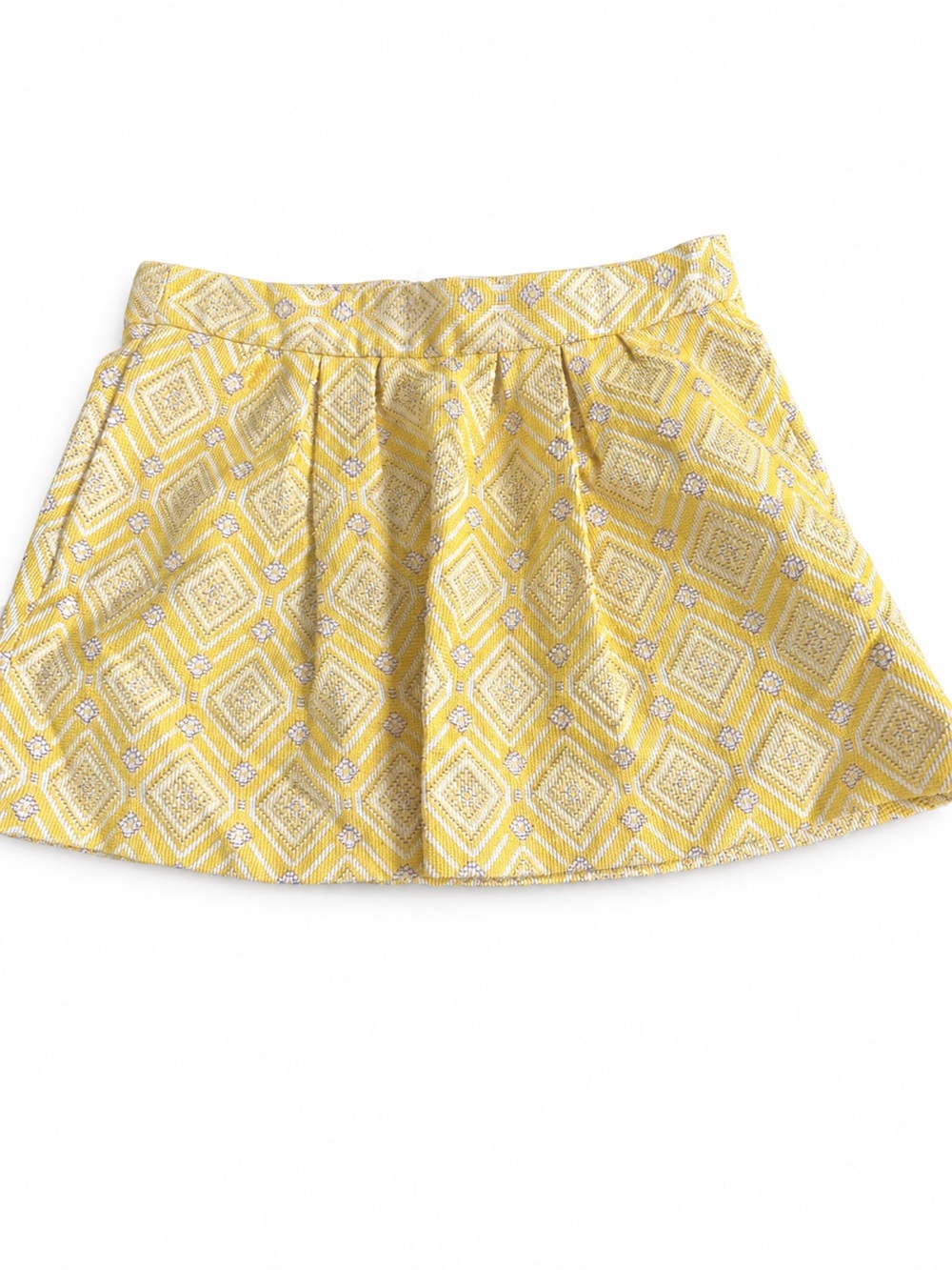 Zara Basic Yellow Geometric Pleated Mini Skirt Size M